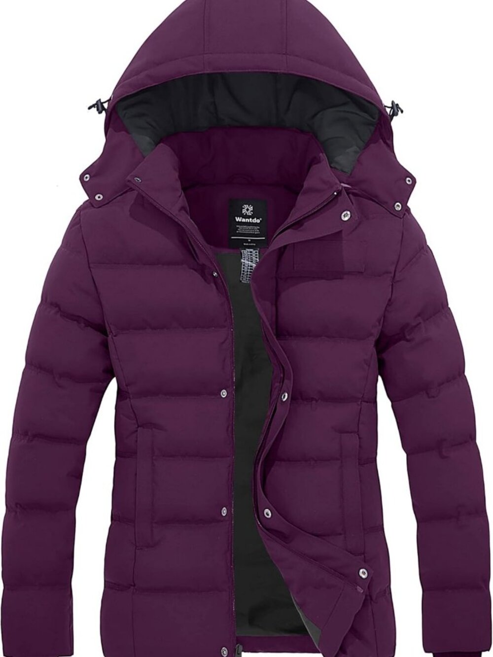 Cozy Women's Hooded Winter Puffer Jacket, Quilted & Thick, Removable Hood